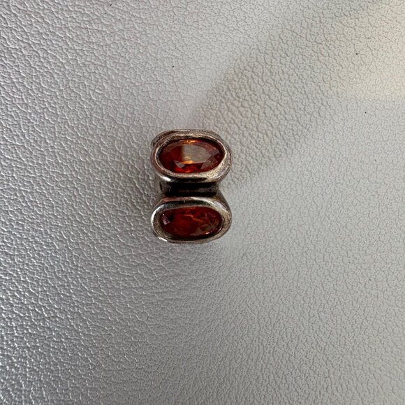 Pandora Sterling Silver 925 ALE Orange Zirconia Oval Lights Bead Charm - Picture 1 of 8